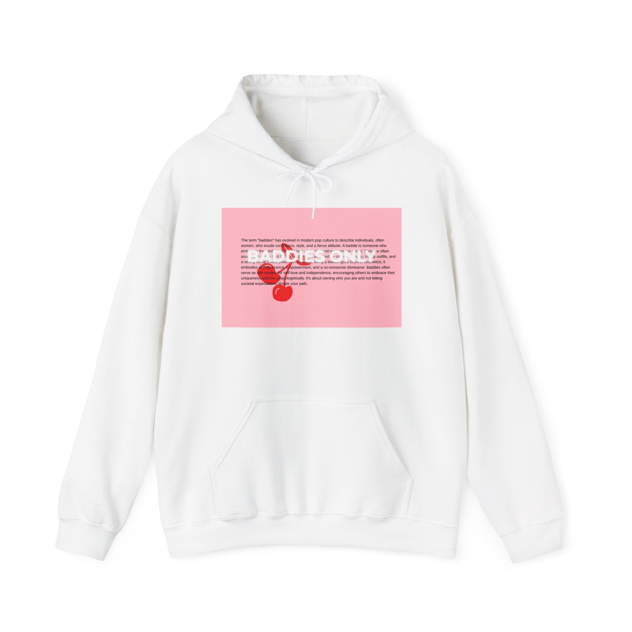 Baddies Only Cherry Graphic Hoodie – Pink Retro Text Sweatshirt