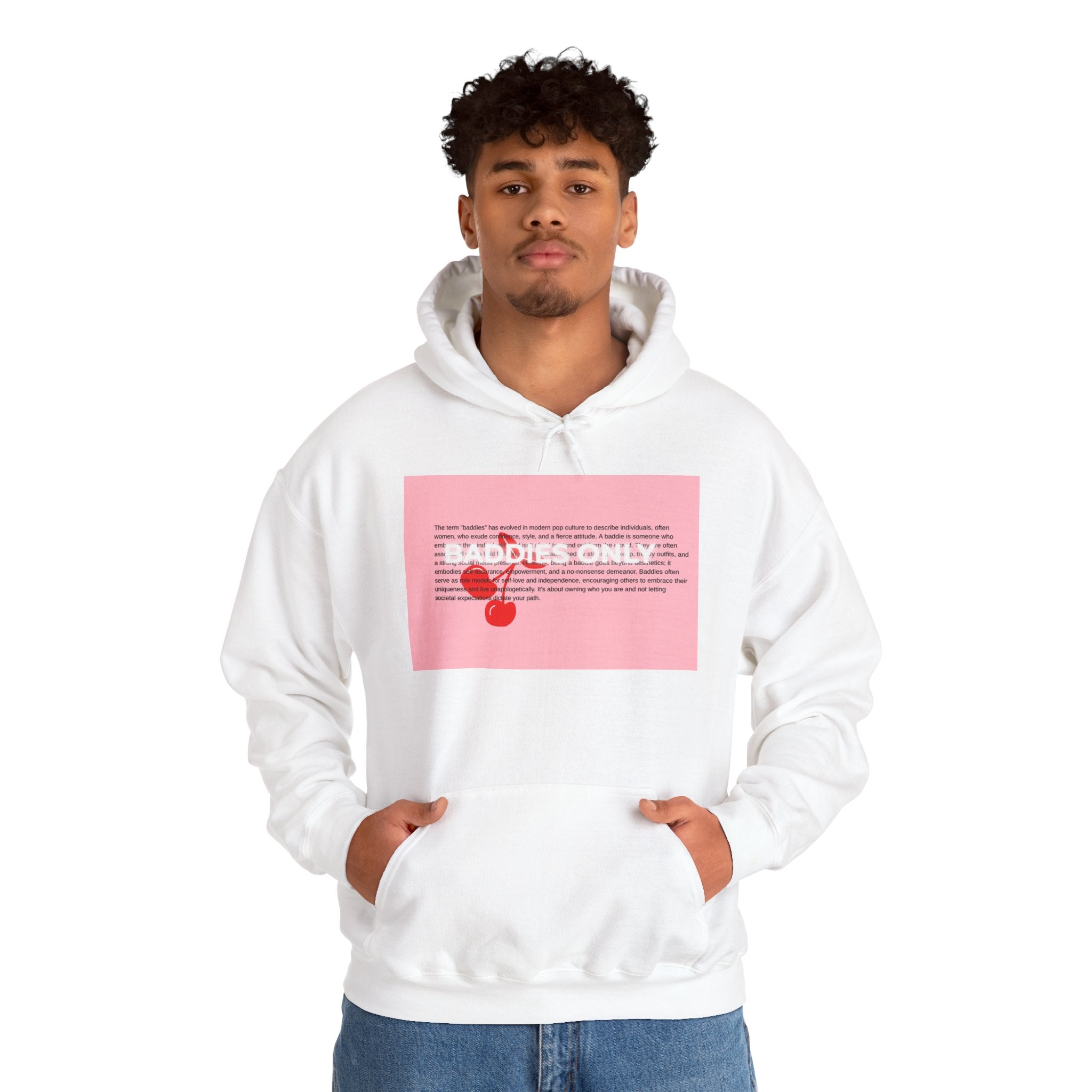 Baddies Only Cherry Graphic Hoodie – Pink Retro Text Sweatshirt