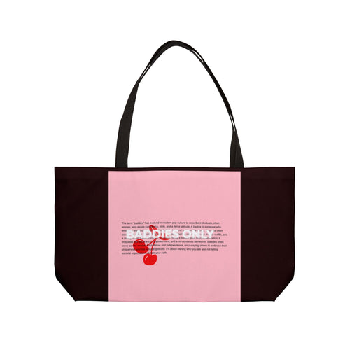 Baddies Only Weekender Tote Bag – Pink Cherry Graphic Beach & Travel Bag